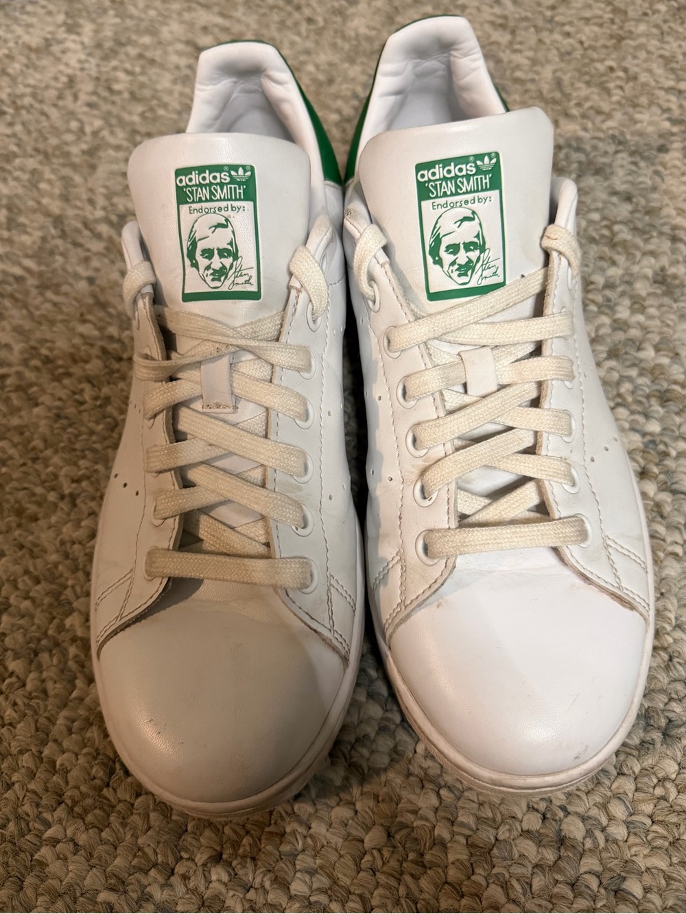 Adidas Stan Smith White/Green Leather Sneakers | Women’s Size 8.5